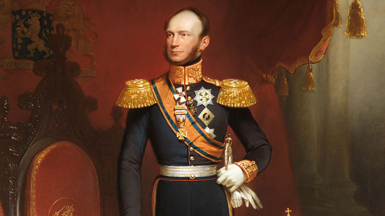 Willem I in zijn kroningsmantel